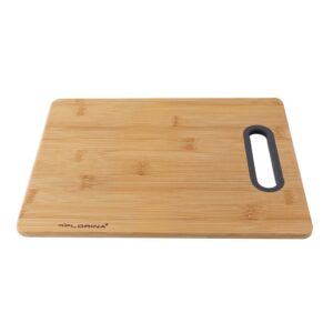 Vitesseroues Planche a Découper en Bambou (40 x 29 cm) I Planche en Bois avec Poignée en Silicone TITOLARE I Antibactérienne