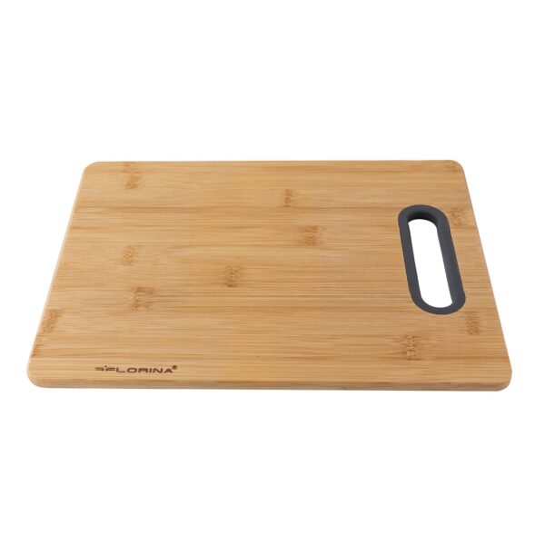 Vitesseroues Planche a Découper en Bambou (40 x 29 cm) I Planche en Bois avec Poignée en Silicone TITOLARE I Antibactérienne