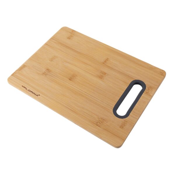 Vitesseroues Planche a Découper en Bambou (40 x 29 cm) I Planche en Bois avec Poignée en Silicone TITOLARE I Antibactérienne – Image 3